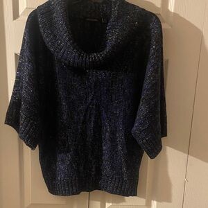 New Year Eve Navy Cowl Neck Sweater
